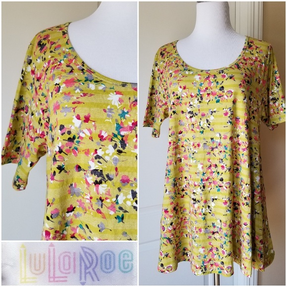 LuLaRoe Tops - SOLD LuLaRoe Perfect T Floral Stripe Ghost Medium